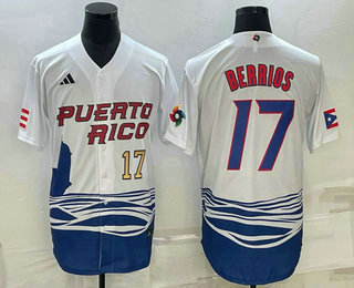 Mens Puerto Rico Baseball #17 Jose Berrios Number 2023 White World Baseball Classic Stitched Jersey->2023 world baseball classic->MLB Jersey
